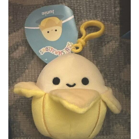 Squishmallow Food Clip Junie the Banana 3 Inch Soft Plush‎ Fruit New - Picture 1 of 4